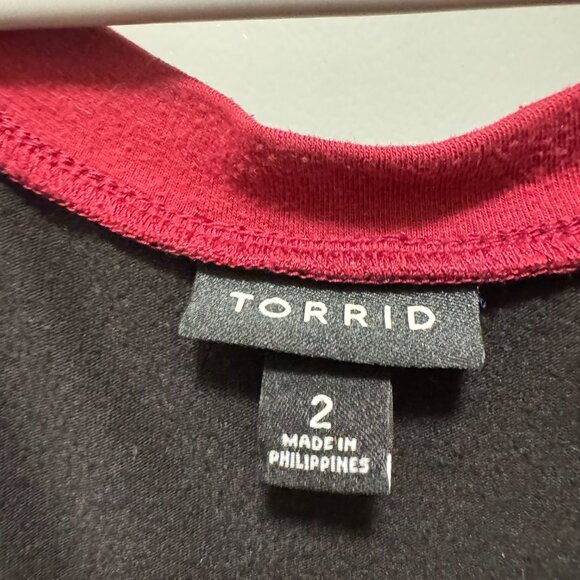 Torrid raglan sleeve skater dress size 2 red and black - Picture 5 of 5